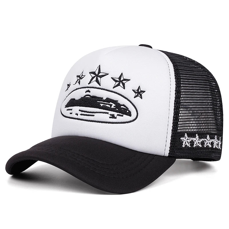 New Five Star Mesh Hat Men's Street Hip Hop Hat Women's Outdoor Sunshade Hat Cycling Skateboard Hat Daily Wearing Baseball Hat