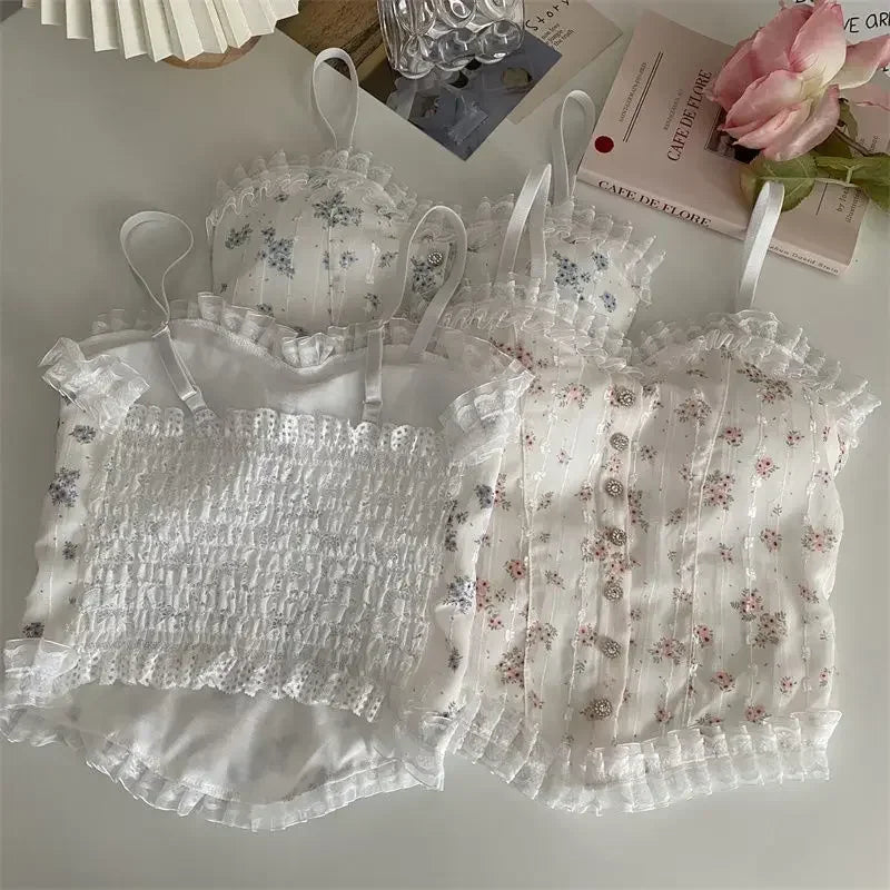 Women’s Floral Lace Vest – Halter Neck, Backless, Sleeveless Casual Top