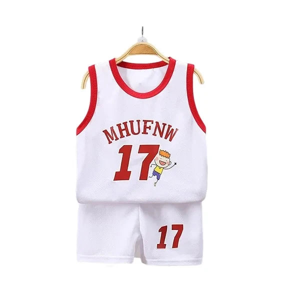 Kids' Summer Sports Set – Sleeveless Tank Top & Quick-Dry Shorts, Basketball Style