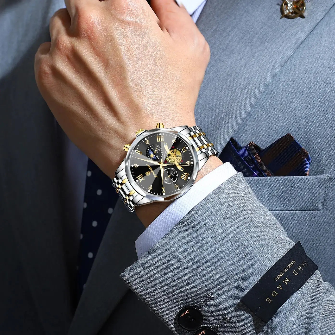 POEDAGAR Luxury Men Clock Waterproof Luminous Chronograph Sport Man Wristwatch Stainless Steel Fahion Quartz Men's Watches Reloj