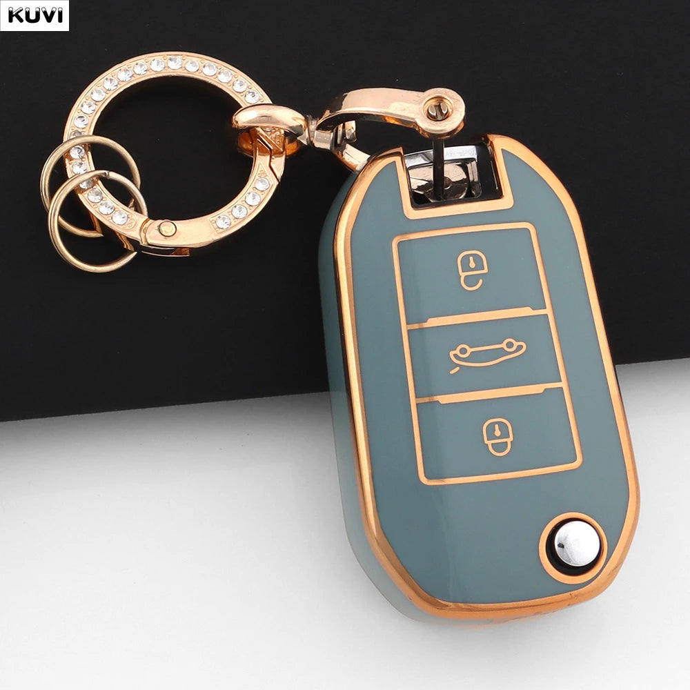 New TPU Car Key Case Cover For Peugeot 208 308 408 508 2008 3008 4008 5008 For Citroen C3 C4 CACTUS C6 C8 Protected Shell Fob