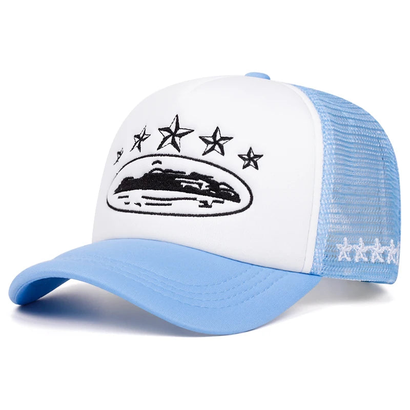 New Five Star Mesh Hat Men's Street Hip Hop Hat Women's Outdoor Sunshade Hat Cycling Skateboard Hat Daily Wearing Baseball Hat