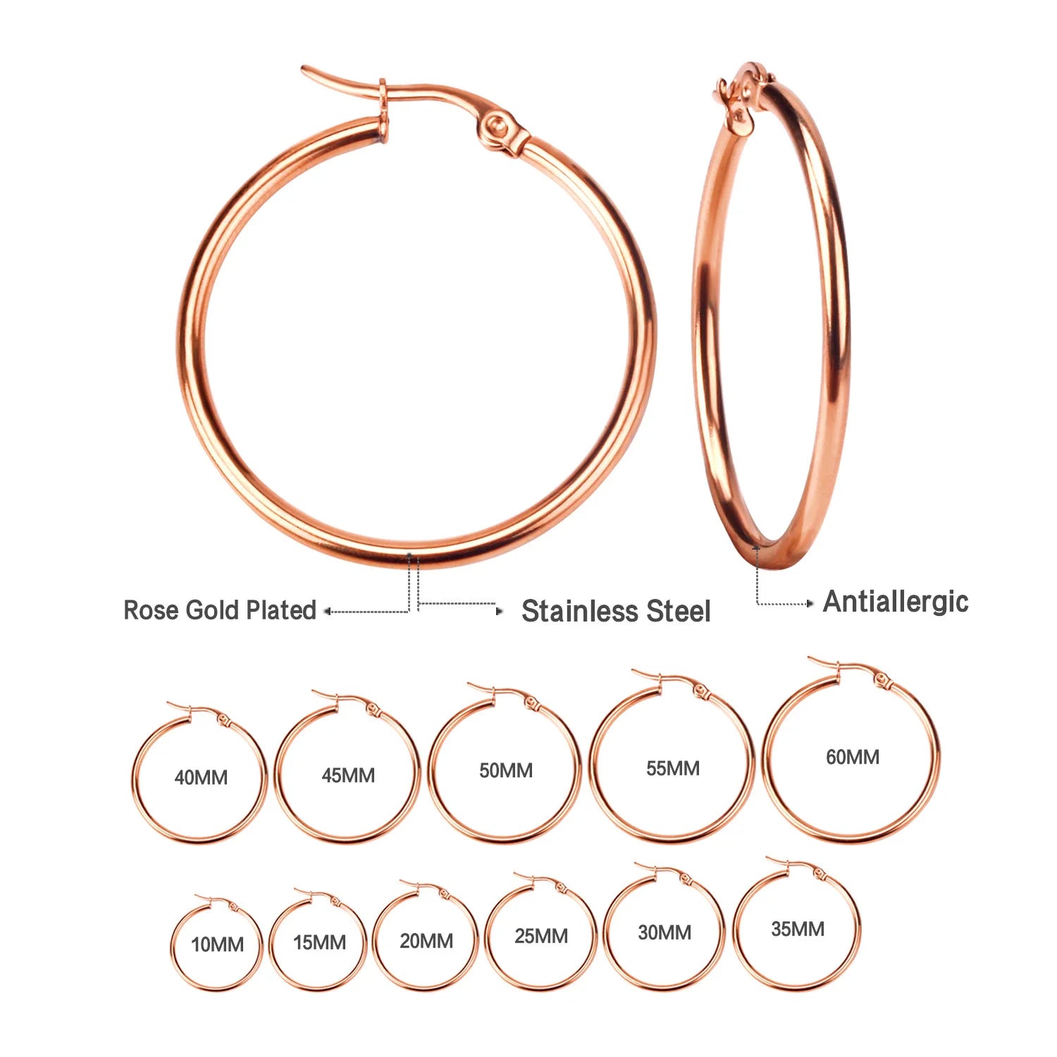Gold Color Stainless Steel Hoop Earrings For Women Men Big/Small Circle Round Ear Jewelry Bijoux Acier Inoxidable E18110