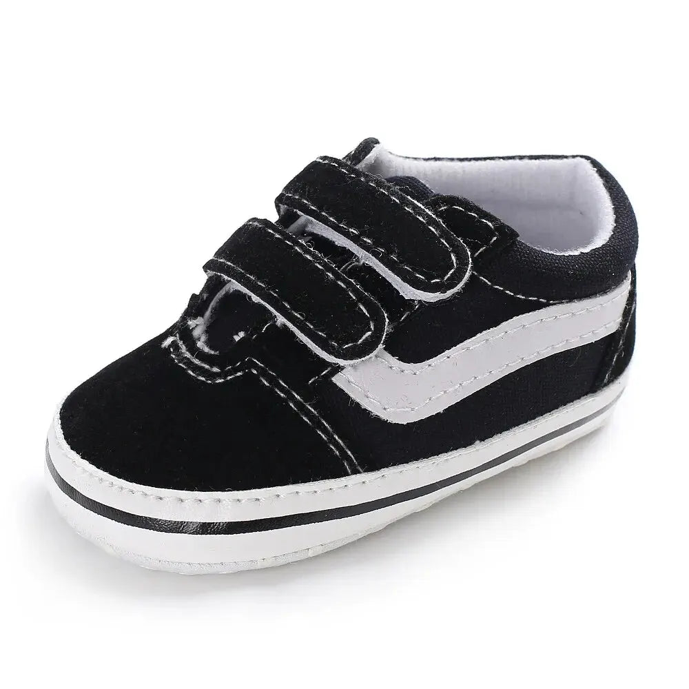 Baby Canvas Sneakers – Classic Stripe Anti-Slip First Walkers, Unisex (0–18M)