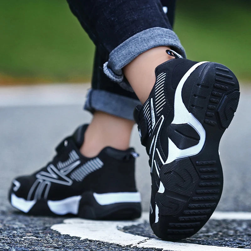 Kids' Leather Running Sneakers – Lightweight Outdoor Sports Shoes for Boys (EU 28–39)