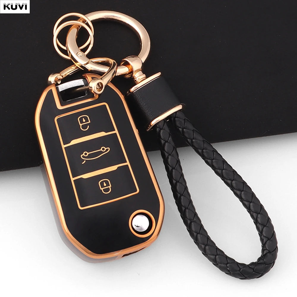 New TPU Car Key Case Cover For Peugeot 208 308 408 508 2008 3008 4008 5008 For Citroen C3 C4 CACTUS C6 C8 Protected Shell Fob