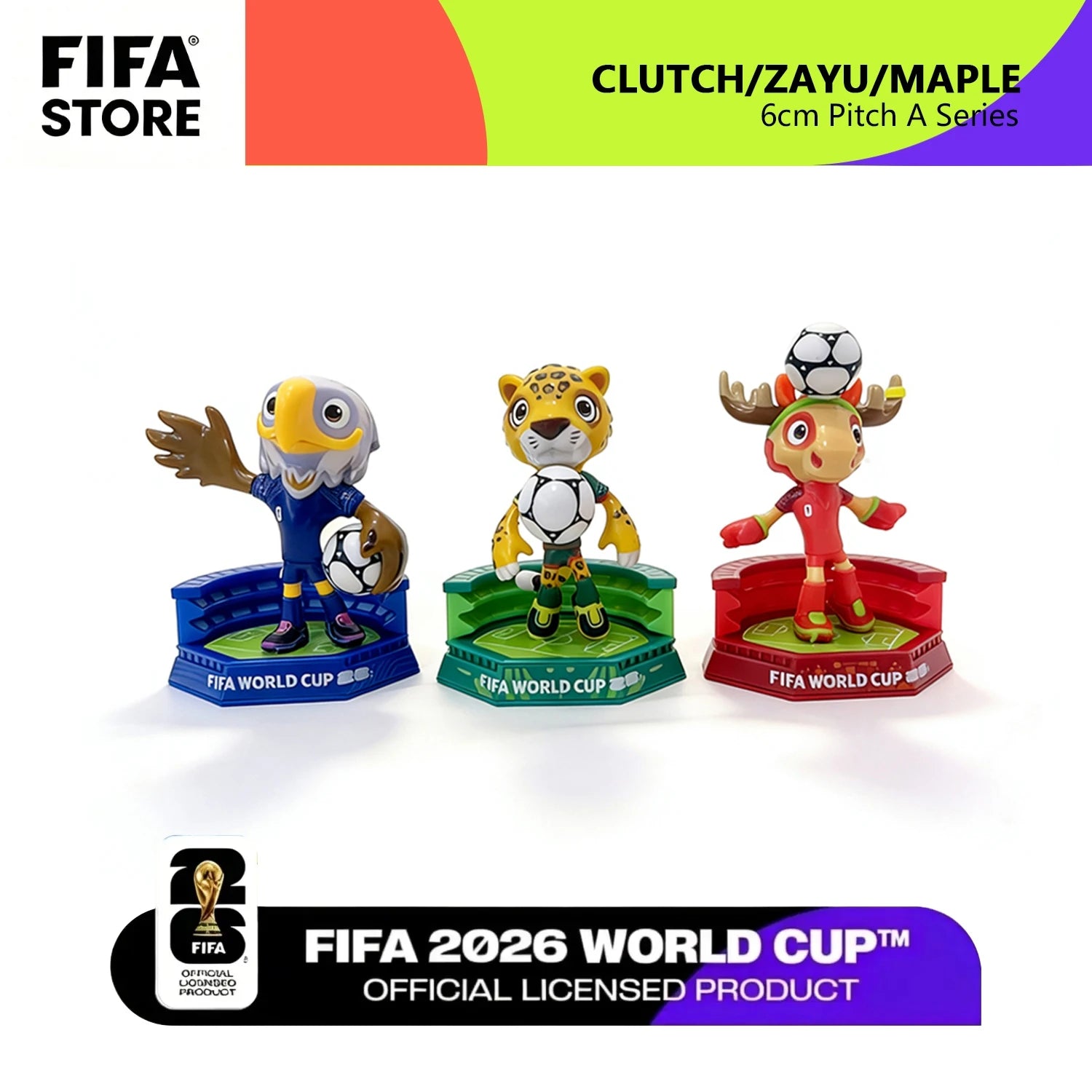 FIFA Official Licensed 2026 World Cup Mascot 3-Piece Collectible Set, Fan Memorabilia - Maple & Zayu & Clutch / 6cm/2.36in 6QCA