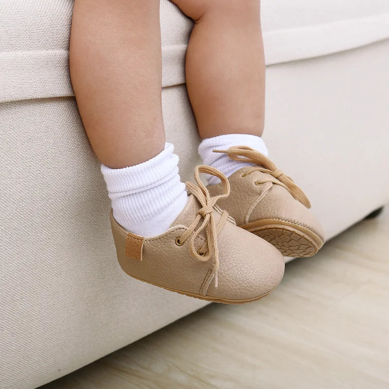 Baby Sports Shoes – Retro PU Leather Anti-Slip Moccasins (0–24M)