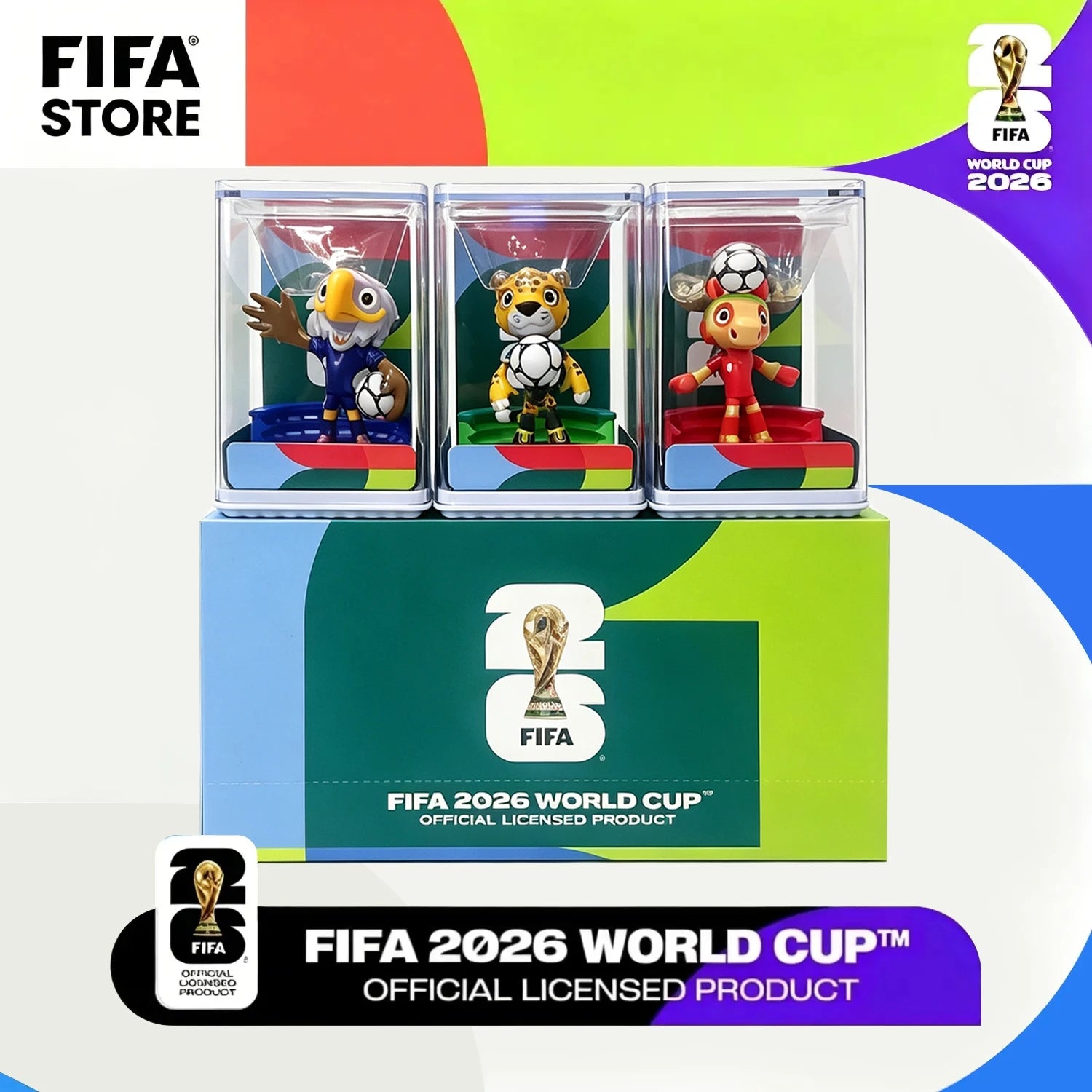 FIFA Official Licensed 2026 World Cup Mascot 3-Piece Collectible Set, Fan Memorabilia - Maple & Zayu & Clutch / 6cm/2.36in 6QCA