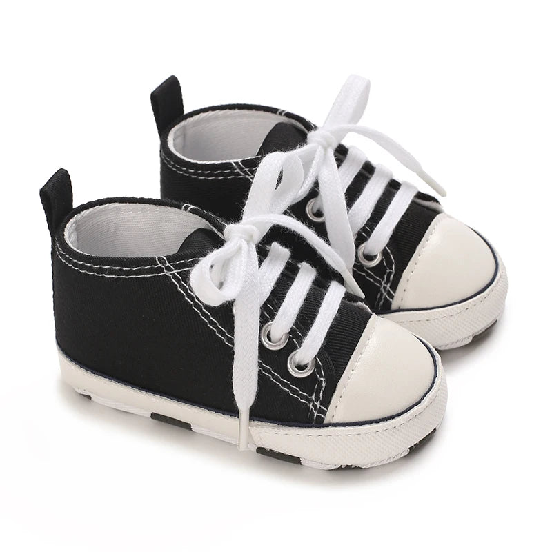 Baby Canvas Sneakers – Star Print Anti-Slip First Walkers (0–18M)