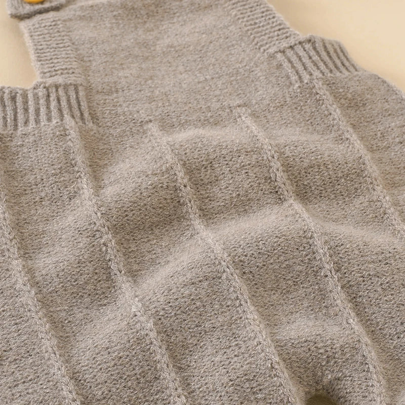 Baby Knit Romper Set with Hat – Sleeveless Solid Jumpsuit, Unisex (0–24M)