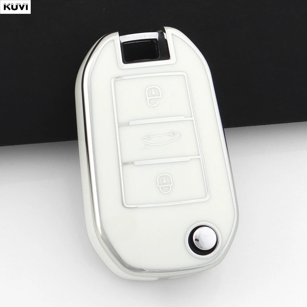 New TPU Car Key Case Cover For Peugeot 208 308 408 508 2008 3008 4008 5008 For Citroen C3 C4 CACTUS C6 C8 Protected Shell Fob