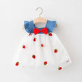 Baby Girl Lace Cherry Dress – Puff Sleeve Flower Girl Wedding Dress