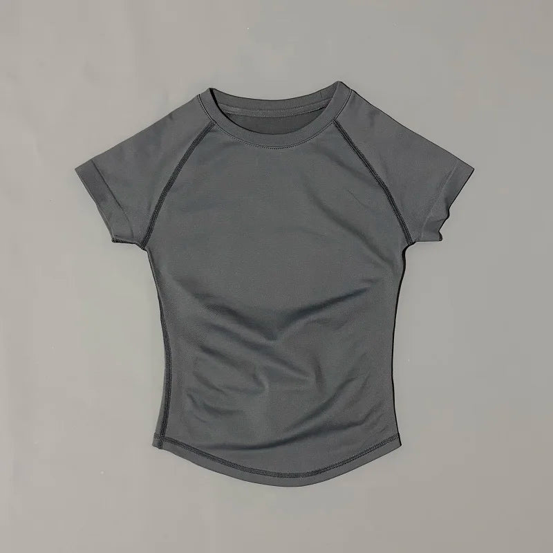 Short Sleeve Seamless Yoga Top Women Quick Dry Breathable Slim Fit Workout Gym Running Fitted Sports T-Shirt Activewear