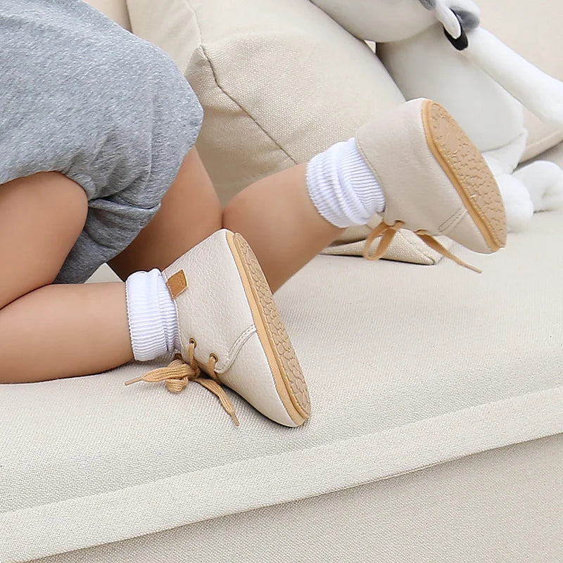 Baby Sports Shoes – Retro PU Leather Anti-Slip Moccasins (0–24M)