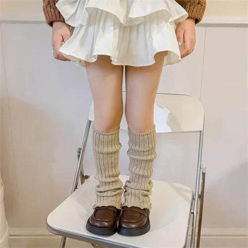 Girls' Knitted Leg Warmers – Soft Long Socks for Kids Ages 3–12