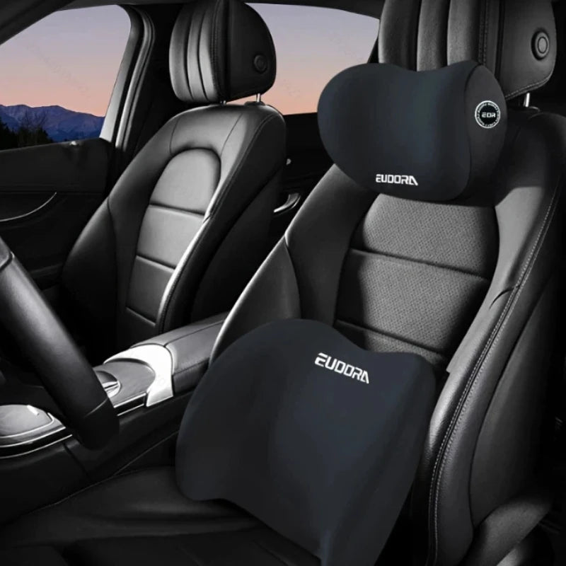 Car Universal Headrest Lumbar Support Memory Foam Cervical Neck Pillow Ergonomic Backrest Waist Cushion Auto Seat Protector Set