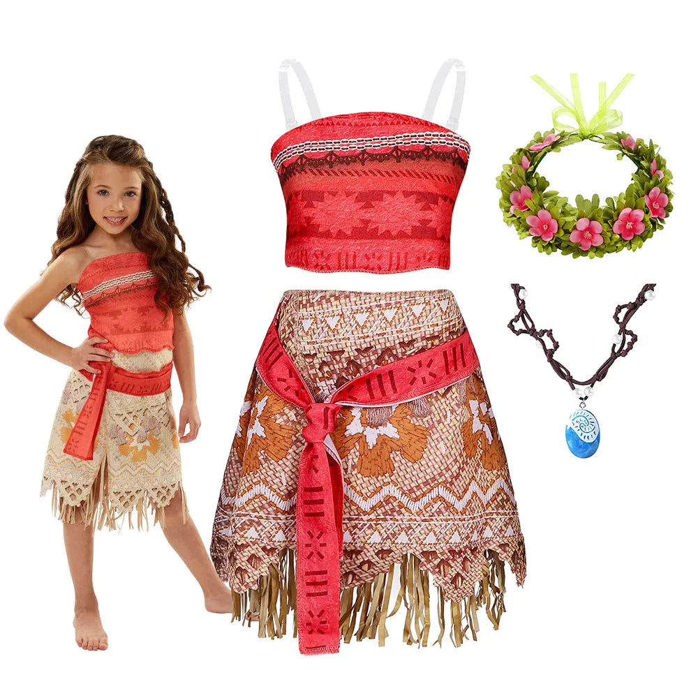 Girls' Moana Polynesian Princess Costume – 2-Piece Dress Up Set