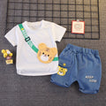 Baby Boys' Summer 2-Piece Set – Cartoon Bear Cotton T-Shirt & Shorts (9M–5T)
