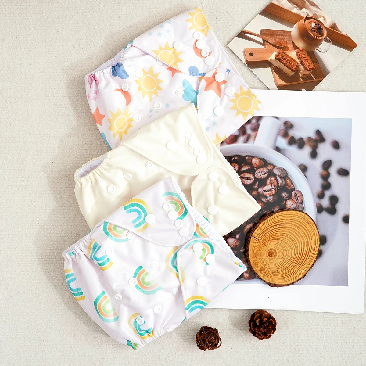 Reusable Pocket Diapers 3-Pack – Washable Adjustable Baby Nappy Cover (3–15 kg)