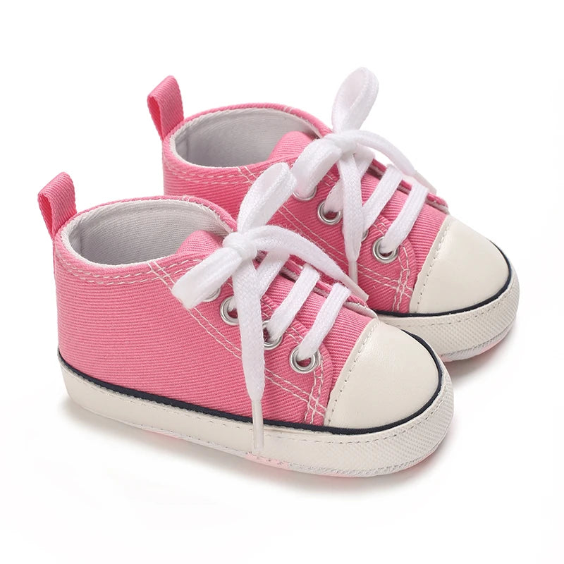 Baby Canvas Sneakers – Star Print Anti-Slip First Walkers (0–18M)