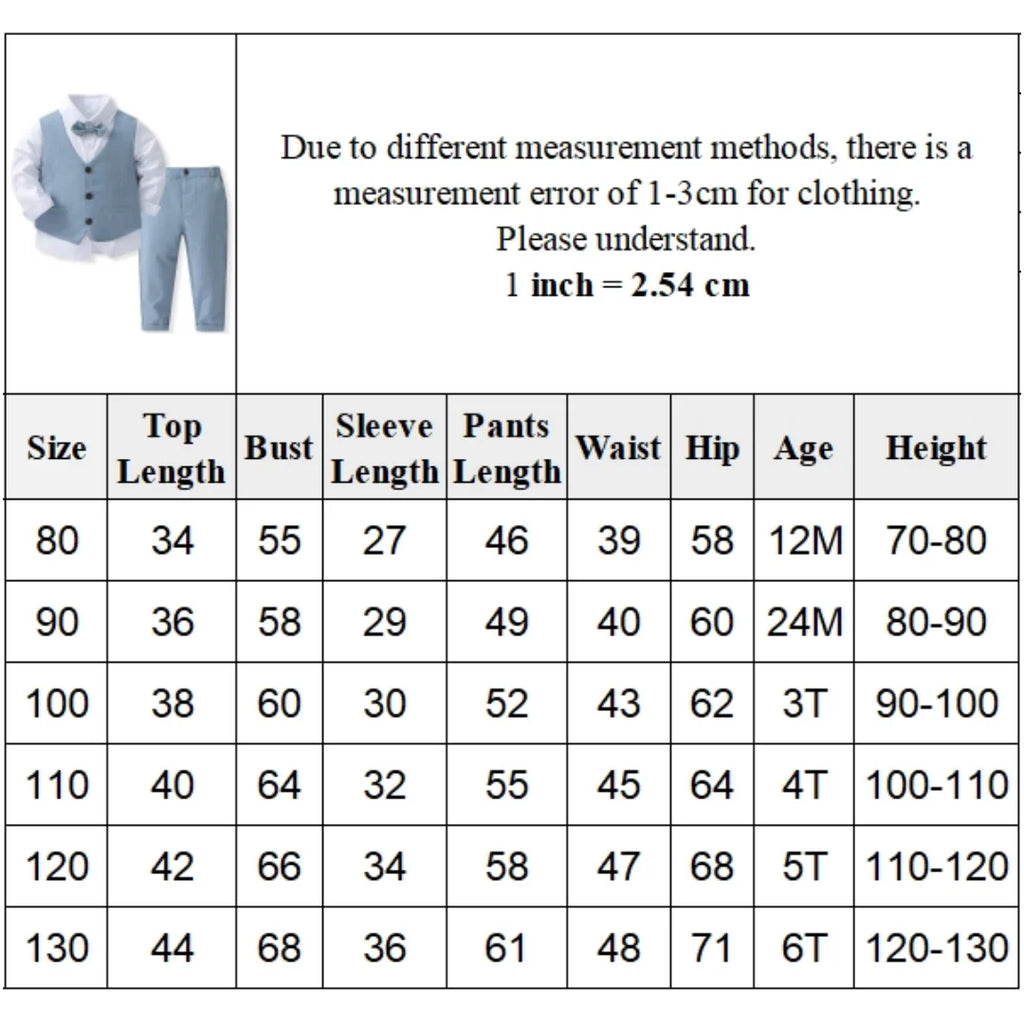 Boys' Formal Outfit – Cotton Vest Suit Set for Birthday, Party & Wedding (1–6Y)