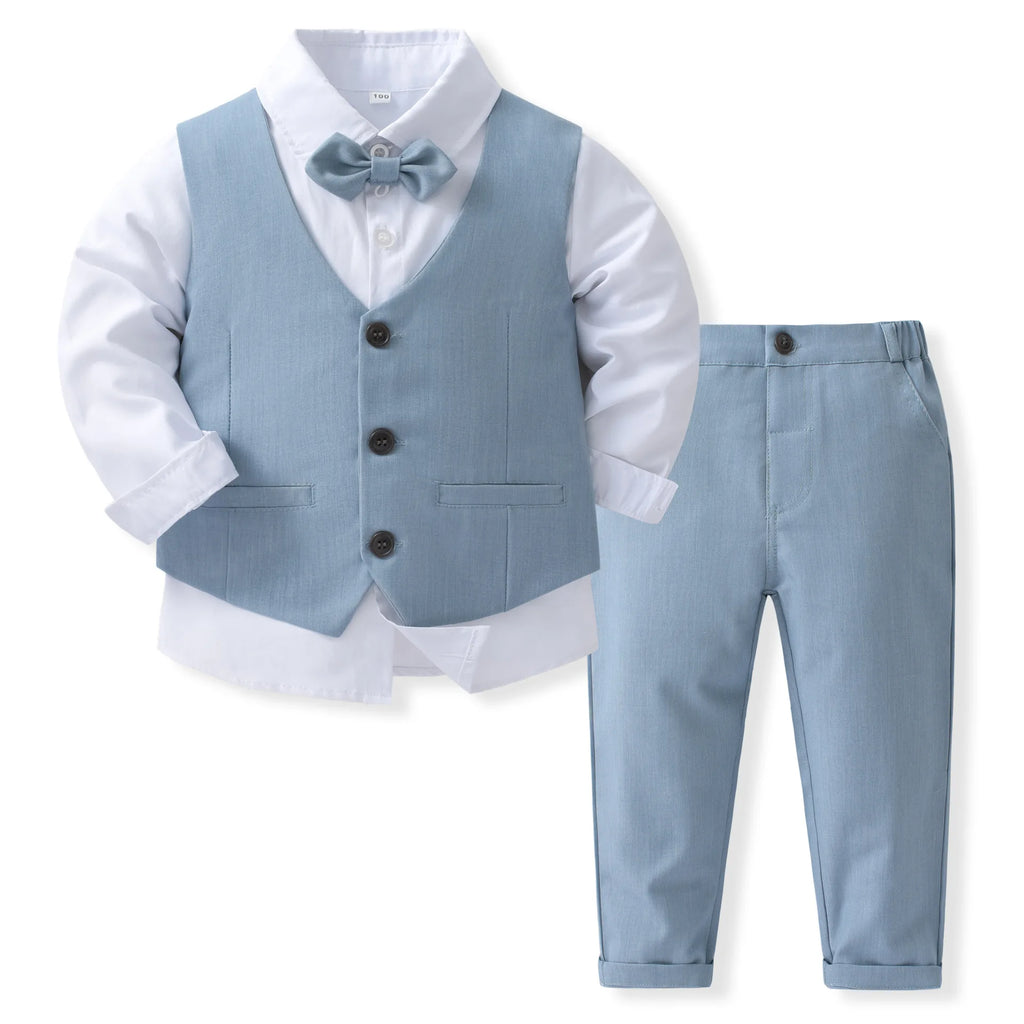 Boys' Formal Outfit – Cotton Vest Suit Set for Birthday, Party & Wedding (1–6Y)