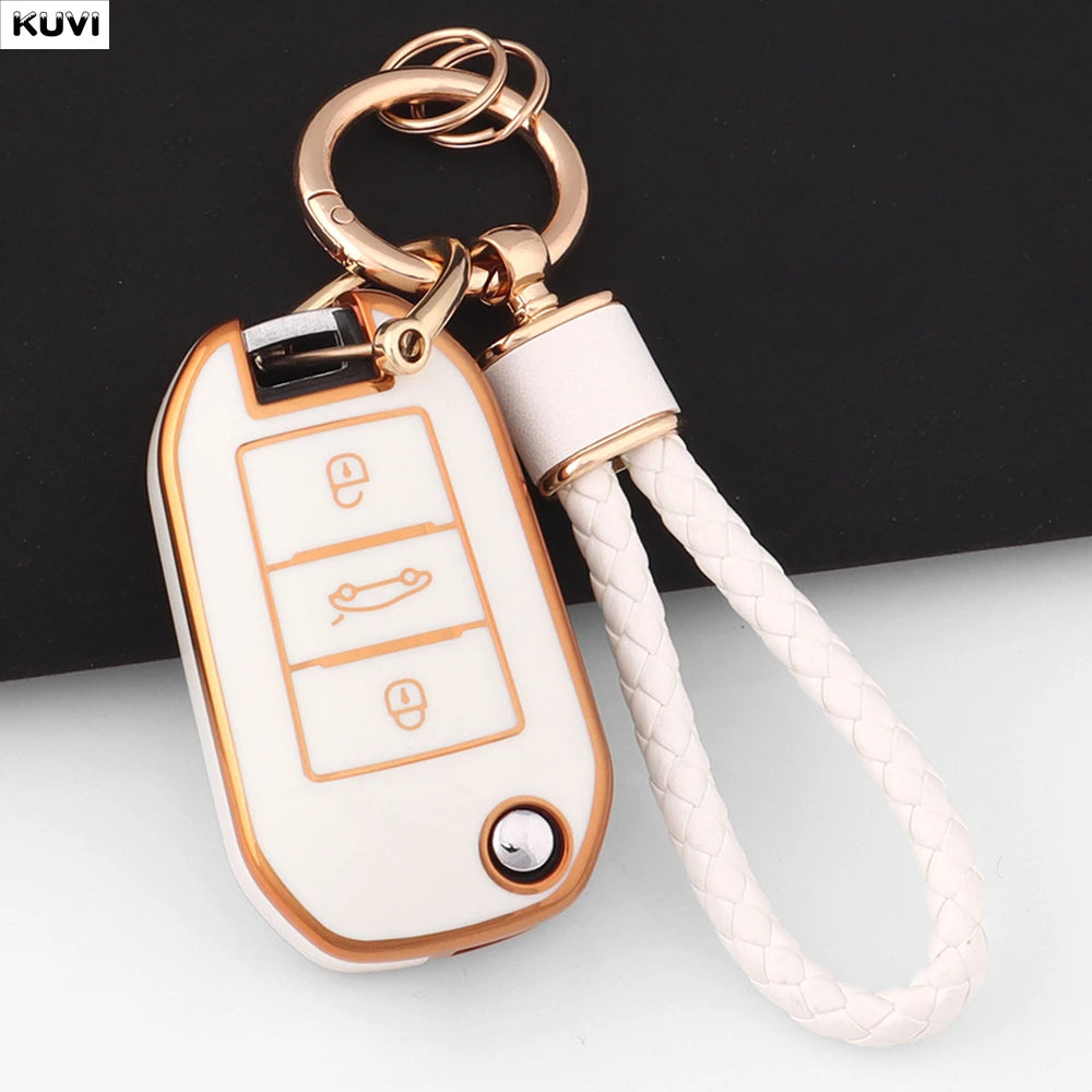 New TPU Car Key Case Cover For Peugeot 208 308 408 508 2008 3008 4008 5008 For Citroen C3 C4 CACTUS C6 C8 Protected Shell Fob