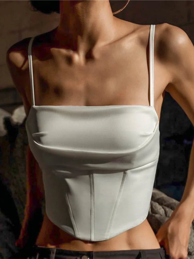 Women’s Crop Top – Spaghetti Strap, Backless Bandage, Lace‑Up Party Style