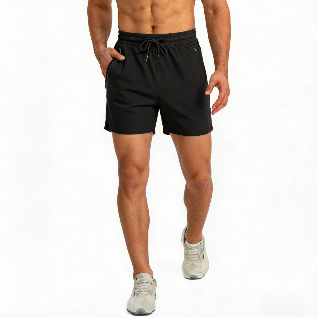 Men’s Quick Dry Running Shorts – Drawstring & Zip Pockets, Athletic Gym Wear