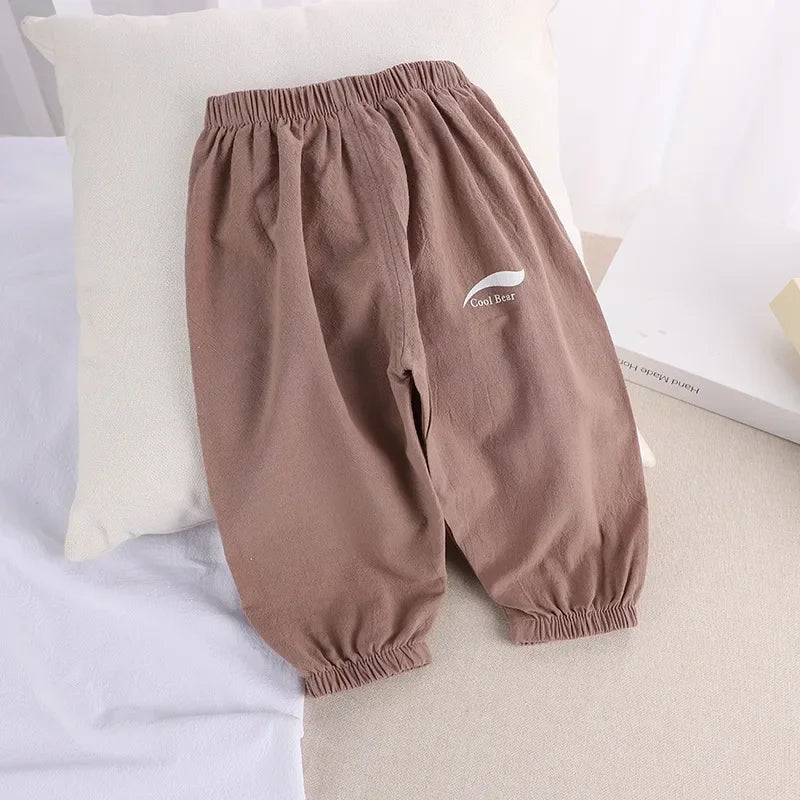 2024 New Children's Pants Summer Baby Boys and Girls Trousers Cotton and Linen Pants