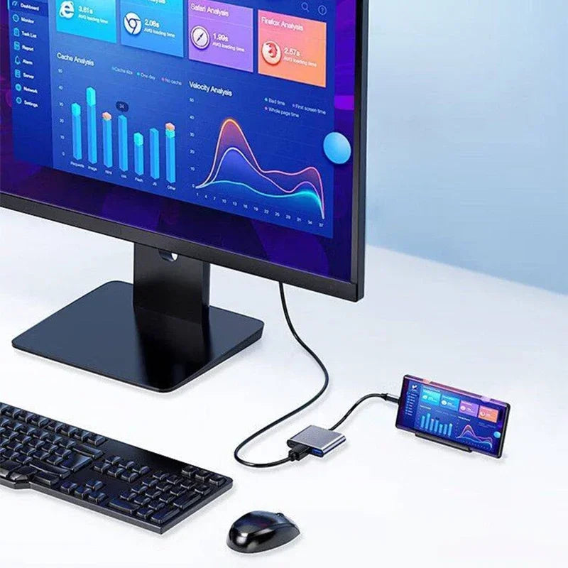Compact 3-in-1 USB-C Hub with HDMI Adapter USB 3.0 Docking Station MacBook Air Converter for Enhanced Connectivity