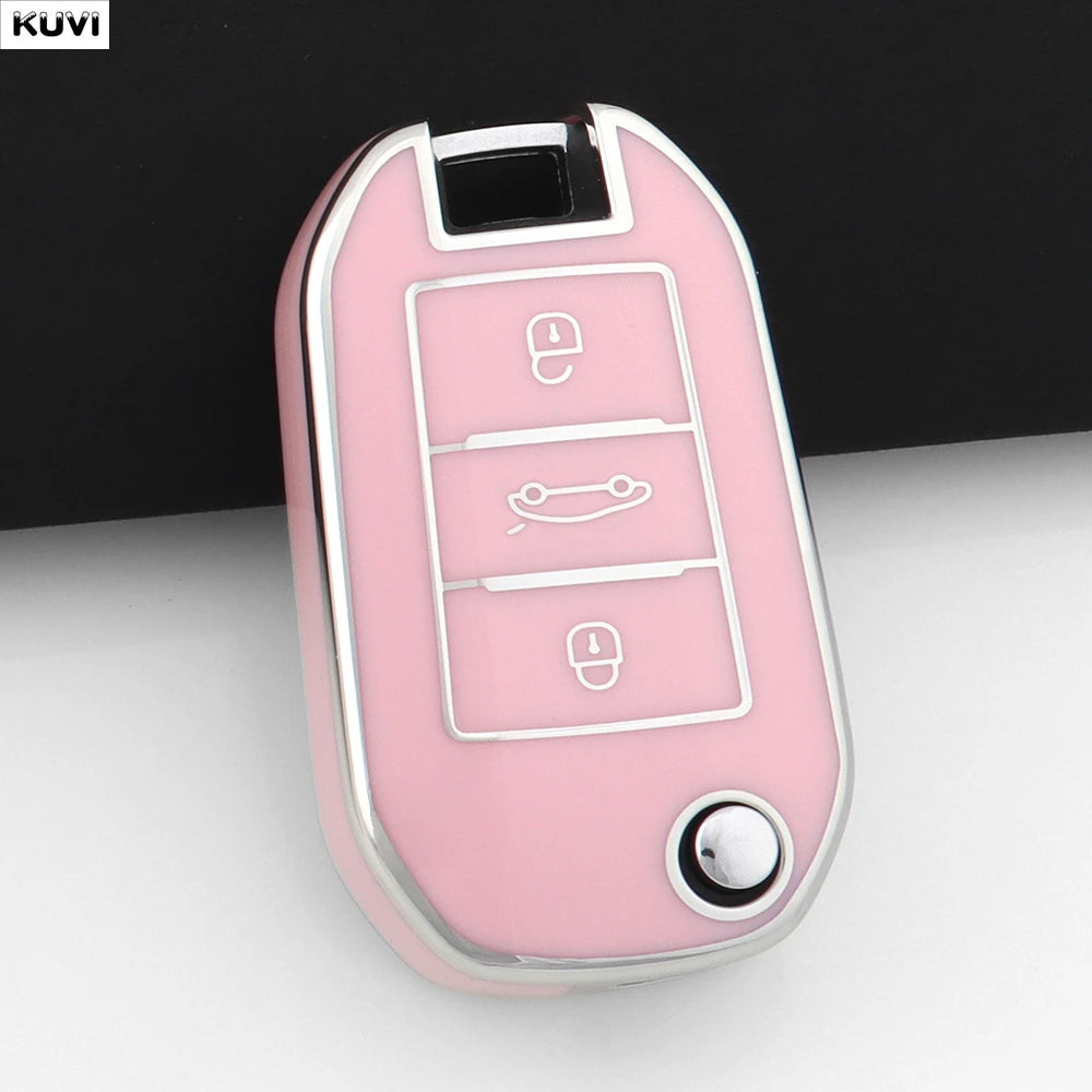 New TPU Car Key Case Cover For Peugeot 208 308 408 508 2008 3008 4008 5008 For Citroen C3 C4 CACTUS C6 C8 Protected Shell Fob