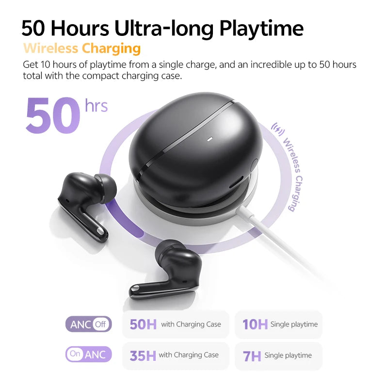 QCY N70 Pro - Adaptive ANC Wireless Earbuds with Hi-Res Audio