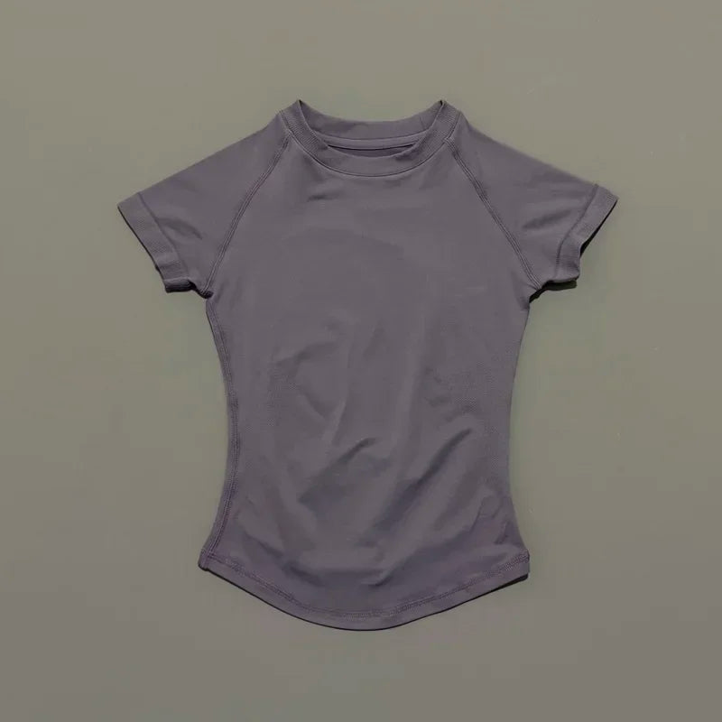 Short Sleeve Seamless Yoga Top Women Quick Dry Breathable Slim Fit Workout Gym Running Fitted Sports T-Shirt Activewear
