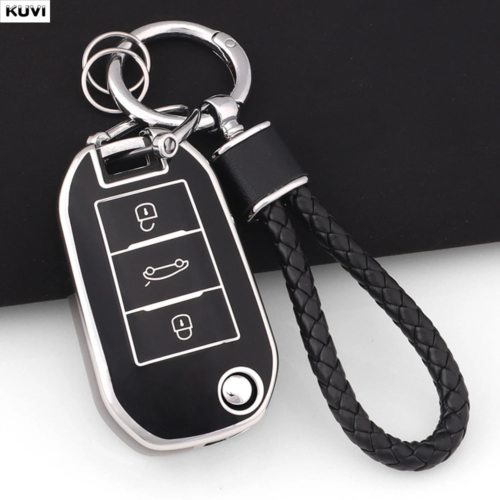 New TPU Car Key Case Cover For Peugeot 208 308 408 508 2008 3008 4008 5008 For Citroen C3 C4 CACTUS C6 C8 Protected Shell Fob