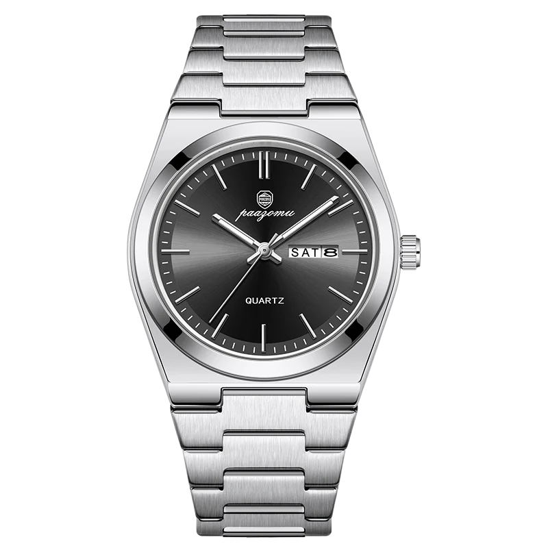 PAAZOMU Fashion Men's Quartz Watch Stainless Steel Waterproof Luminous Man Watch Chronograph Date Multifunction Watches For Men