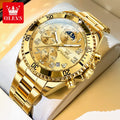 OLEVS 2926 Men's Watch Luxury Brand Gold Waterproof Calendar Moon Phase Chronograph Top Fashion Stainless Steel Men Quartz Watch