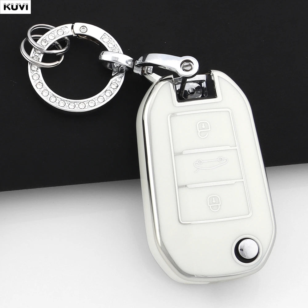 New TPU Car Key Case Cover For Peugeot 208 308 408 508 2008 3008 4008 5008 For Citroen C3 C4 CACTUS C6 C8 Protected Shell Fob