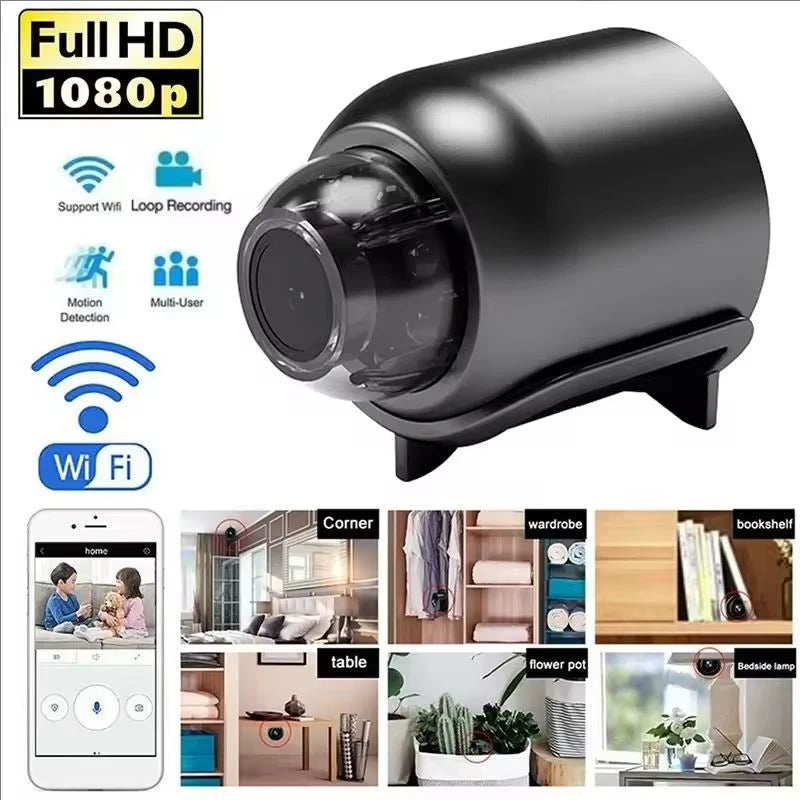 1080P HD Mini WiFi Security Camera – Night Vision, Remote Monitoring for Home, Kids & Pets