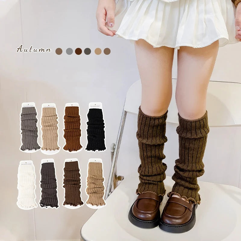 Girls' Knitted Leg Warmers – Soft Long Socks for Kids Ages 3–12