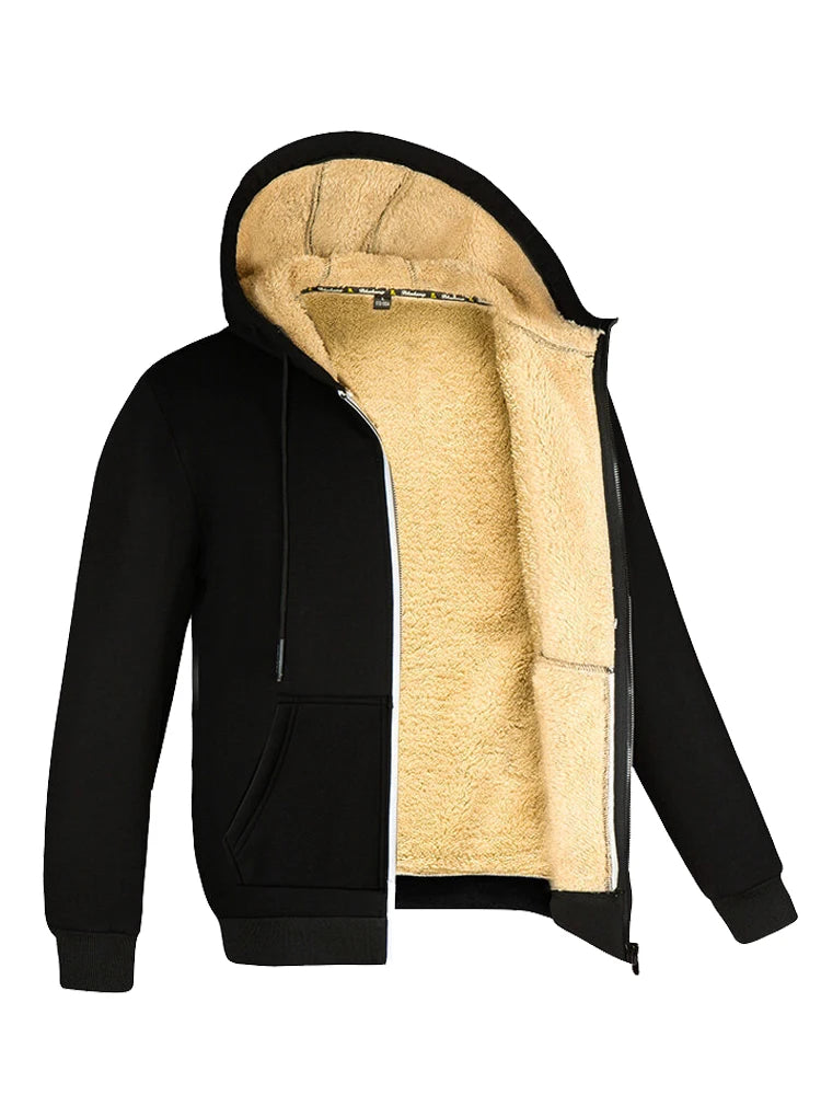 Winter Lambswool Jacket – Thick Warm Fleece, Hooded Zip, Unisex