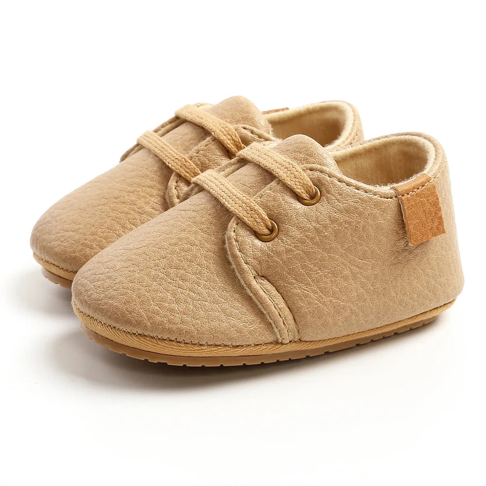 Baby Sports Shoes – Retro PU Leather Anti-Slip Moccasins (0–24M)