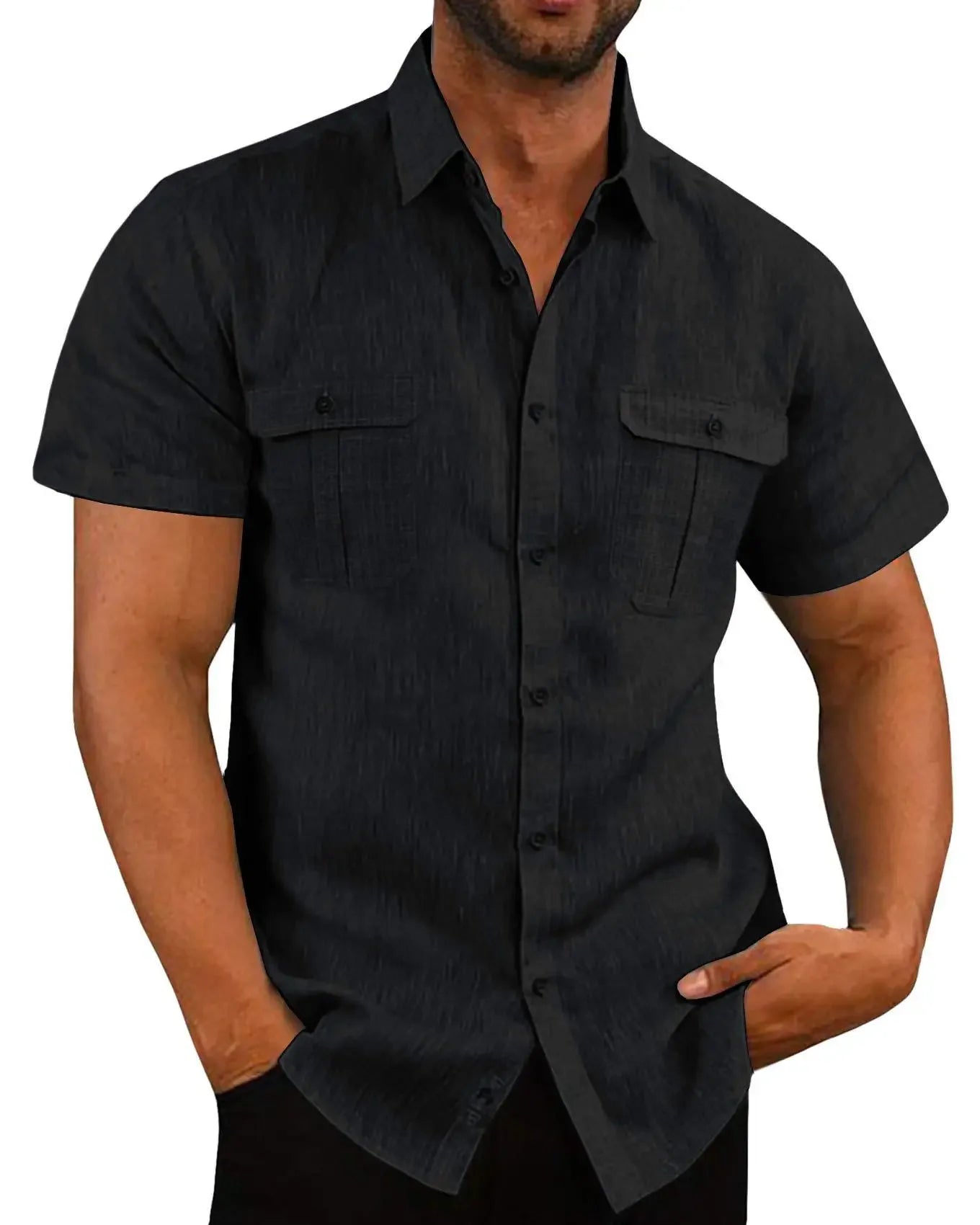 Cotton Linen Hot Sale Men Short-Sleeved Shirts Summer Solid Color Comfort Collar Casual Beach Style Plus SizeMale Shirts M-5XL
