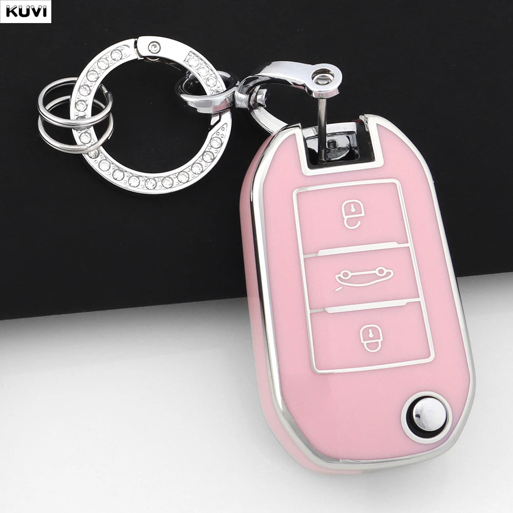 New TPU Car Key Case Cover For Peugeot 208 308 408 508 2008 3008 4008 5008 For Citroen C3 C4 CACTUS C6 C8 Protected Shell Fob
