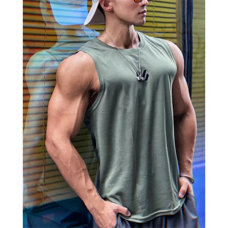 Men’s Summer Gym Vest – Mesh Sleeveless Tank Top, Quick Dry Fitness Wear