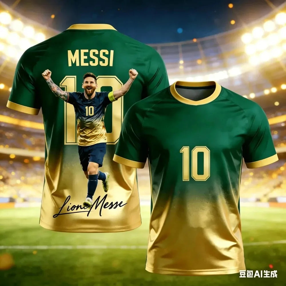 Men's Football Sport T-shirt - Messi 3DPrinted Dri-fit Breathable Club Train Team Street Outdoor Leisure Family Matching Outfits