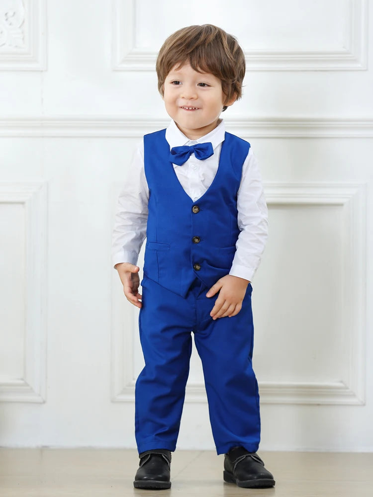 Boys' Formal Outfit – Cotton Vest Suit Set for Birthday, Party & Wedding (1–6Y)
