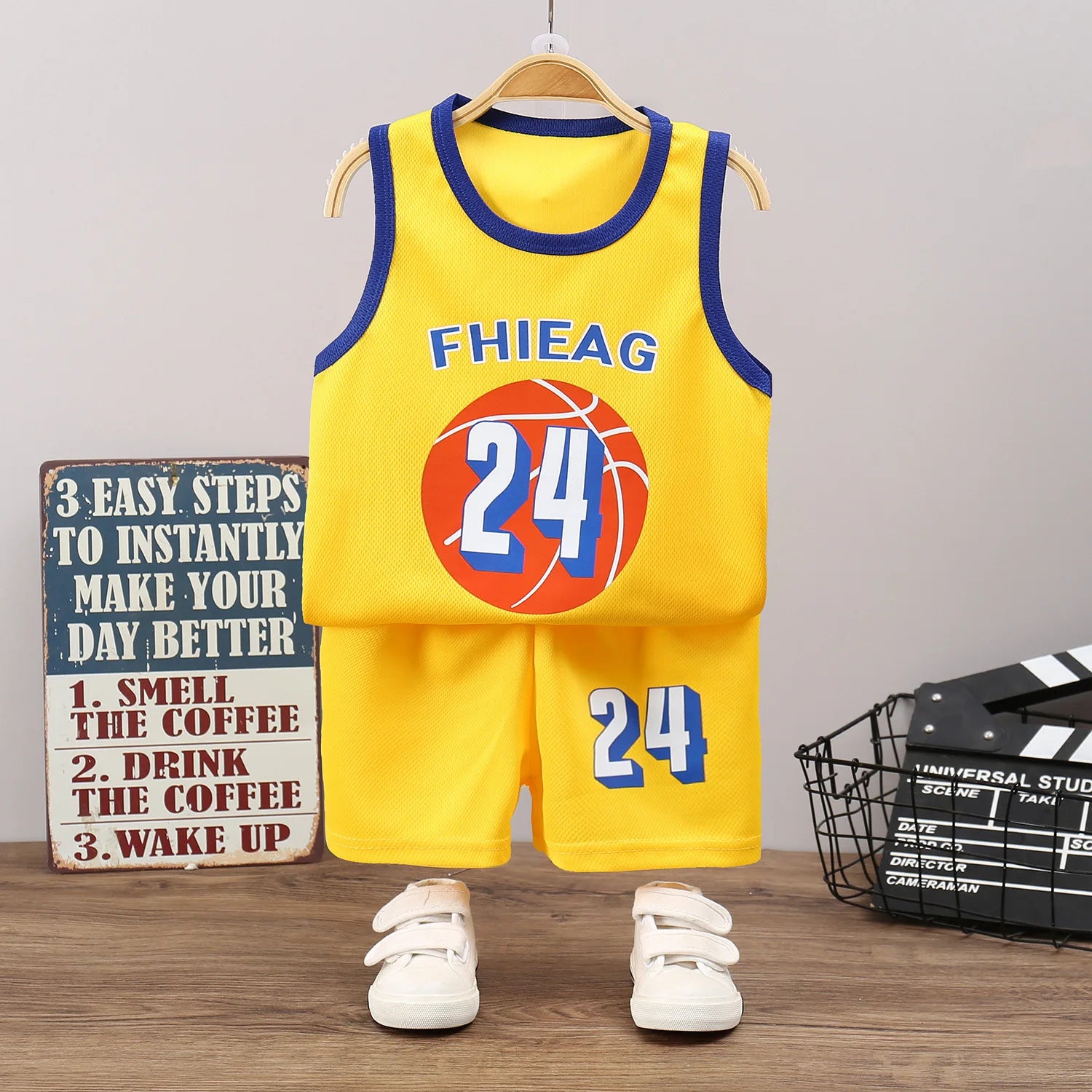 Kids' Summer Sports Set – Sleeveless Tank Top & Quick-Dry Shorts, Basketball Style