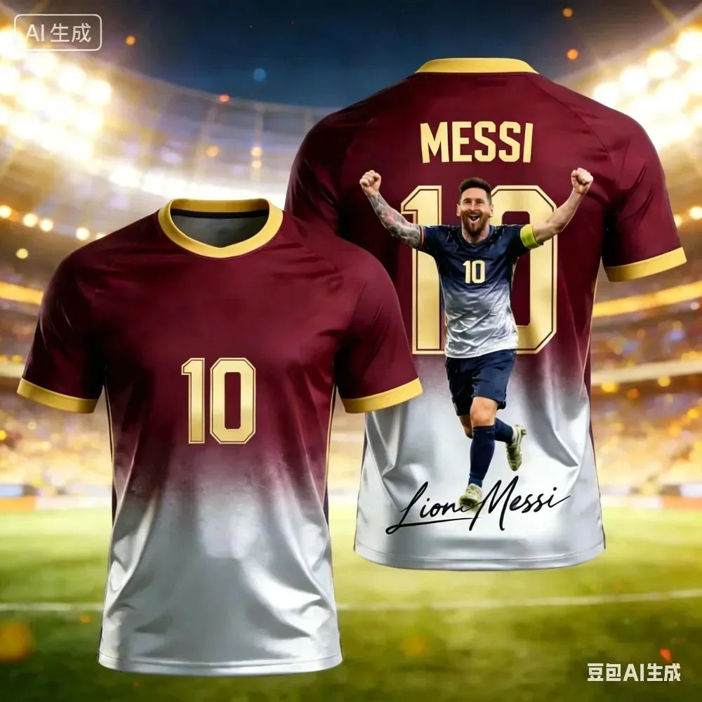 Men's Football Sport T-shirt - Messi 3DPrinted Dri-fit Breathable Club Train Team Street Outdoor Leisure Family Matching Outfits